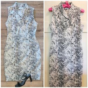 NWT'S - CALVIN KLEIN - Soft Black & White Snake print Sheath dress - Size 6